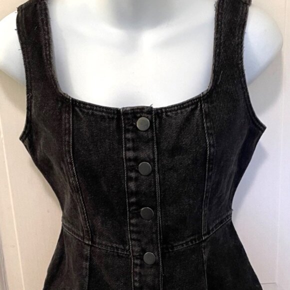 Urban Outfitters Black Corduroy Jumper Size 0 Mini Dress Sleeveless Button - Picture 6 of 8
